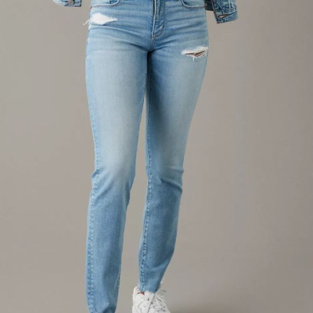 American Eagle Outfitters Stretch 90's Skinny Ripped Blue Jean 6